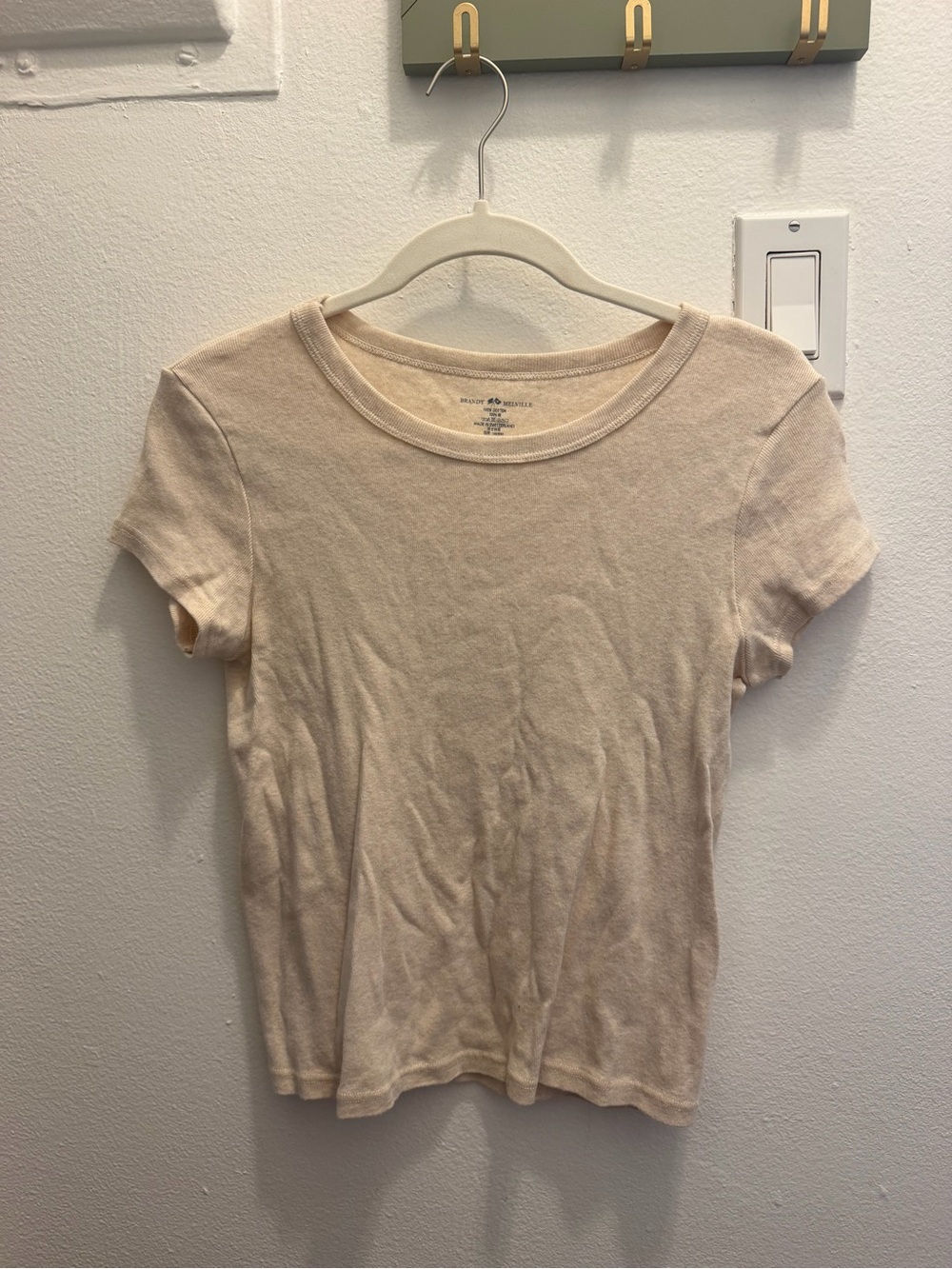 Brandy Melville Short Sleeve Crewneck Tee - Cream